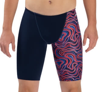 Reliance Men's Tsunami Red, White, and Blue Asymmetrical Jammer